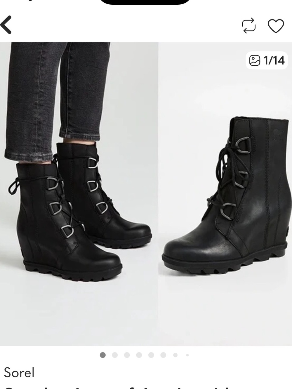 Sorel Black Lace-Up Wedge Ankle Boots